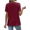 image:imageWIHOLL Womens Tops Short Sleeve Lace Shirts Summer Spring Tops Boho Trendy Beach Vacation Clothes Loose FitWine Red
