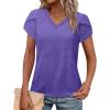image:imageWIHOLL Womens Tops V Neck Summer Petal Sleeve Casual TshirtsVioletsplendor