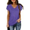 image:imageWIHOLL Womens Tops V Neck Summer Petal Sleeve Casual TshirtsVioletsplendor