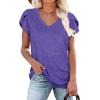 image:imageWIHOLL Womens Tops V Neck Summer Petal Sleeve Casual TshirtsVioletsplendor