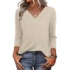 image:imageWIHOLL 34 Length Sleeve Womens Tops Lightweight Spring Outfits Plus Size Casual Summer TShirtsBeige