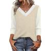image:imageWIHOLL 34 Length Sleeve Womens Tops Lightweight Spring Outfits Plus Size Casual Summer TShirtsBeige White