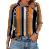 image:imageWIHOLL 34 Length Sleeve Womens Tops Summer Basic Business Casual Blouses 2025 FashionBpatternedkhaki Stripe