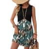 image:imageWIHOLL Dresses for Women 2026 Summer Casual Babydoll Crewneck Short Dress Spring Sleeveless Sundress with PocketsBlack Palm Leaf