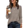 image:imageWIHOLL Long Sleeve Shirts for Women Buttons Cuff Tunic Tops Casual Fall Lightweight Sweaters Fashion 2025Alight Coffee