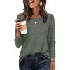 image:imageWIHOLL Long Sleeve Shirts for Women Buttons Cuff Tunic Tops Casual Fall Lightweight Sweaters Fashion 2025Green