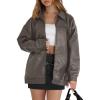 image:imageWIHOLL Womens Leather Jackets Faux Suede Oversized Fall Motorcycle Coats Fashion Winter Outfits Clothes Y2k TopsGrey