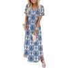 image:imageWIHOLL Womens Summer Short Sleeve Dresses Maxi Dress Vacation Beach Sundresses 2026 with PocketsFloral Blue Boho