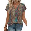 image:imageWIHOLL Womens Summer Tops 2026 Cap Short Sleeve Shirts V Neck Tshirts Spring Blouses Beach Vacation ClothesPrint 01