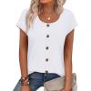 image:imageWIHOLL Womens Summer Tops Cap Short Sleeve Shirts Button Down Blouses U Neck T Shirts Fashion ClothingAll White