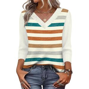 image:imageWIHOLL 34 Length Sleeve Womens Tops Lightweight Spring Outfits Plus Size Casual Summer TShirtsPrint 01