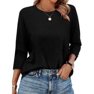 image:imageWIHOLL 34 Length Sleeve Womens Tops Summer Basic Business Casual Blouses 2025 FashionAblack