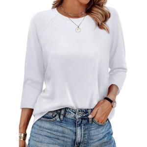 image:imageWIHOLL 34 Length Sleeve Womens Tops Summer Basic Business Casual Blouses 2025 FashionAwhite