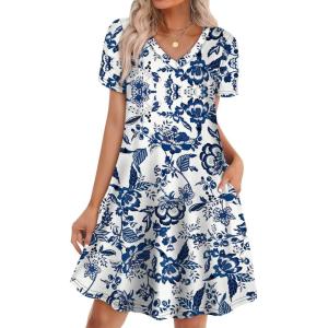 image:imageWIHOLL Boho Summer Dresses for Women Casual Loose T Shirt Dress with Pockets Beach Vacation Outfits S4XL03ethnic Floral