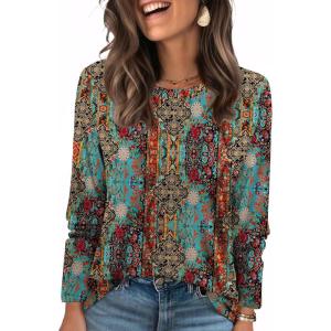 image:imageWIHOLL Womens Striped Long Sleeve Shirts Spring Outfits 2026 Color Block Tops Fashion Clothing Ribbed Crewneck Tee BlousesDboho