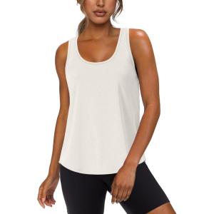 image:imageWIHOLL Womens Workout Tank Tops Sleeveless Athletic Racerback for Gym Yoga Running  Summer Fitness Tops Scoop Neck SXXL0white