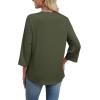 image:imageWIHOLL 34 Length Sleeve Womens Tops Boho V Neck Lace Shirt Trendy Blouses Dressy Casual Vacation Clothes S3XL05  Army Green