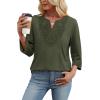 image:imageWIHOLL 34 Length Sleeve Womens Tops Boho V Neck Lace Shirt Trendy Blouses Dressy Casual Vacation Clothes S3XL05  Army Green
