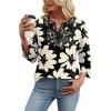 image:imageWIHOLL 34 Length Sleeve Womens Tops Boho V Neck Lace Shirt Trendy Blouses Dressy Casual Vacation Clothes S3XL05  Black Floral