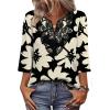 image:imageWIHOLL 34 Length Sleeve Womens Tops Boho V Neck Lace Shirt Trendy Blouses Dressy Casual Vacation Clothes S3XL05  Black Floral