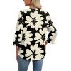 image:imageWIHOLL 34 Length Sleeve Womens Tops Boho V Neck Lace Shirt Trendy Blouses Dressy Casual Vacation Clothes S3XL05  Black Floral