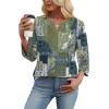 image:imageWIHOLL 34 Length Sleeve Womens Tops Boho V Neck Lace Shirt Trendy Blouses Dressy Casual Vacation Clothes S3XL05  Boho Print