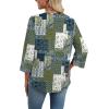 image:imageWIHOLL 34 Length Sleeve Womens Tops Boho V Neck Lace Shirt Trendy Blouses Dressy Casual Vacation Clothes S3XL05  Boho Print