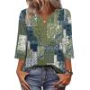 image:imageWIHOLL 34 Length Sleeve Womens Tops Boho V Neck Lace Shirt Trendy Blouses Dressy Casual Vacation Clothes S3XL05  Boho Print
