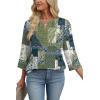 image:imageWIHOLL 34 Length Sleeve Womens Tops Boho V Neck Lace Shirt Trendy Blouses Dressy Casual Vacation Clothes S3XL05  Boho Print
