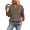 image:imageWIHOLL 34 Length Sleeve Womens Tops Boho V Neck Lace Shirt Trendy Blouses Dressy Casual Vacation Clothes S3XL05  Coffee Brown