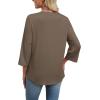 image:imageWIHOLL 34 Length Sleeve Womens Tops Boho V Neck Lace Shirt Trendy Blouses Dressy Casual Vacation Clothes S3XL05  Coffee Brown