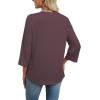 image:imageWIHOLL 34 Length Sleeve Womens Tops Boho V Neck Lace Shirt Trendy Blouses Dressy Casual Vacation Clothes S3XL05  Deep Plum