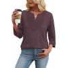 image:imageWIHOLL 34 Length Sleeve Womens Tops Boho V Neck Lace Shirt Trendy Blouses Dressy Casual Vacation Clothes S3XL05  Deep Plum