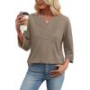image:imageWIHOLL 34 Length Sleeve Womens Tops Boho V Neck Lace Shirt Trendy Blouses Dressy Casual Vacation Clothes S3XL05  Khaki