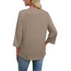 image:imageWIHOLL 34 Length Sleeve Womens Tops Boho V Neck Lace Shirt Trendy Blouses Dressy Casual Vacation Clothes S3XL05  Khaki
