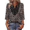 image:imageWIHOLL 34 Length Sleeve Womens Tops Boho V Neck Lace Shirt Trendy Blouses Dressy Casual Vacation Clothes S3XL05  Leopard Print