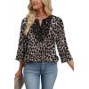 image:imageWIHOLL 34 Length Sleeve Womens Tops Boho V Neck Lace Shirt Trendy Blouses Dressy Casual Vacation Clothes S3XL05  Leopard Print