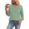 image:imageWIHOLL 34 Length Sleeve Womens Tops Boho V Neck Lace Shirt Trendy Blouses Dressy Casual Vacation Clothes S3XL05  Mint Green