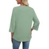image:imageWIHOLL 34 Length Sleeve Womens Tops Boho V Neck Lace Shirt Trendy Blouses Dressy Casual Vacation Clothes S3XL05  Mint Green