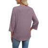 image:imageWIHOLL 34 Length Sleeve Womens Tops Boho V Neck Lace Shirt Trendy Blouses Dressy Casual Vacation Clothes S3XL05  Taro Purple