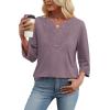 image:imageWIHOLL 34 Length Sleeve Womens Tops Boho V Neck Lace Shirt Trendy Blouses Dressy Casual Vacation Clothes S3XL05  Taro Purple