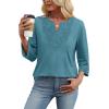 image:imageWIHOLL 34 Length Sleeve Womens Tops Boho V Neck Lace Shirt Trendy Blouses Dressy Casual Vacation Clothes S3XL05  Turquoise