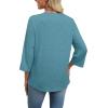 image:imageWIHOLL 34 Length Sleeve Womens Tops Boho V Neck Lace Shirt Trendy Blouses Dressy Casual Vacation Clothes S3XL05  Turquoise