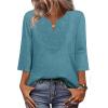 image:imageWIHOLL 34 Length Sleeve Womens Tops Boho V Neck Lace Shirt Trendy Blouses Dressy Casual Vacation Clothes S3XL05  Turquoise