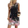 image:imageWIHOLL Casual Dresses for Women Crewneck Sleeveless Tank Dress Summer Spring Boho Vacation ClothesBlack Colorful Floral