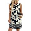 image:imageWIHOLL Casual Dresses for Women Crewneck Sleeveless Tank Dress Summer Spring Boho Vacation ClothesBlack White Flower