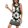 image:imageWIHOLL Casual Dresses for Women Crewneck Sleeveless Tank Dress Summer Spring Boho Vacation ClothesBlack White Flower