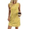 image:imageWIHOLL Casual Dresses for Women Crewneck Sleeveless Tank Dress Summer Spring Boho Vacation ClothesYellow White Print