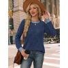 image:imageWIHOLL Long Sleeve Shirts for Women Lightweight Sweaters Fall Outfits 2026 Color Block Winter Clothing Dressy Casual Soft02navy Blue