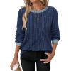 image:imageWIHOLL Long Sleeve Shirts for Women Lightweight Sweaters Fall Outfits 2026 Color Block Winter Clothing Dressy Casual Soft02navy Blue